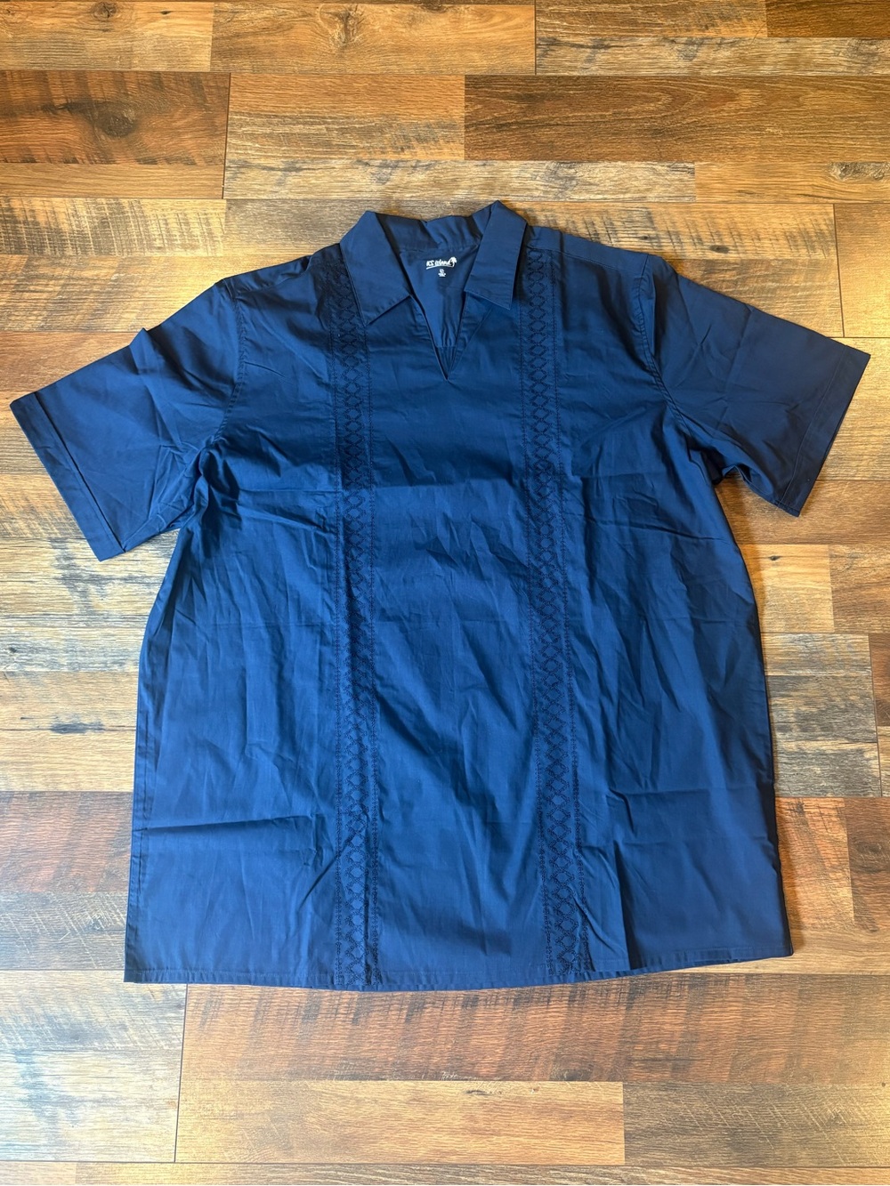 2XL Tall Navy Guayabera Shirt
